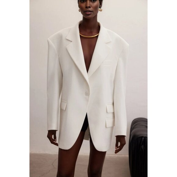 Grace Jones Structured Oversized Blazer in White - Picture 1 of 8